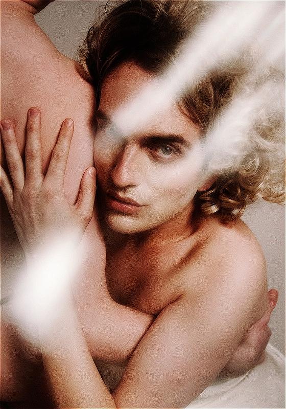 The performer, Jack Sears, looking angelic with wispy blonde hair with a light leak effect