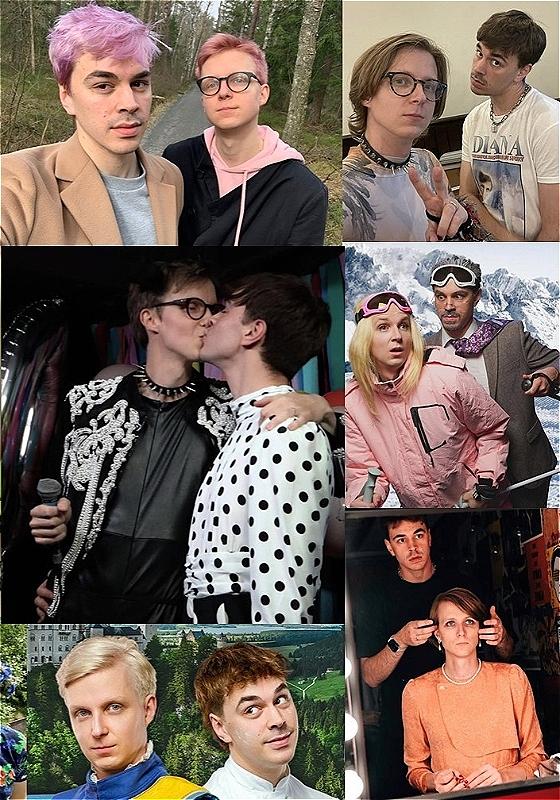 A collage of photos featuring Joseph, Linus, the boys' pink hair phase, Princess Diana, Gwyneth Paltrow, and that guy from the Gwyneth Paltrow trial.  They (all of them) are in love.