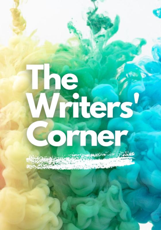 The title The Writers' Corner against a background of colourful plumes of smoke.