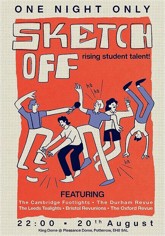 Graphic of people moving with the title 'Sketch Off'