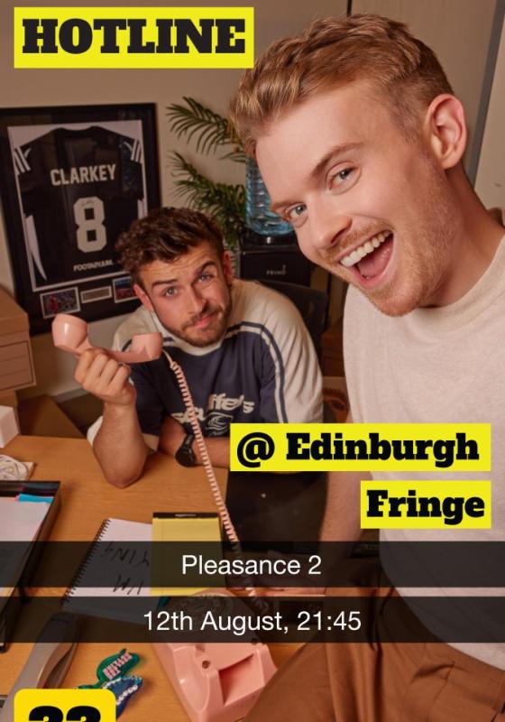 Max and George taking a selfie style image with the time and date displayed like a snapchat caption
