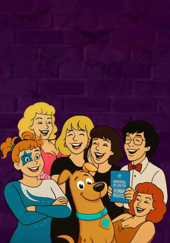 Image of a group based on Scooby Doo and the Mystery Inc gang