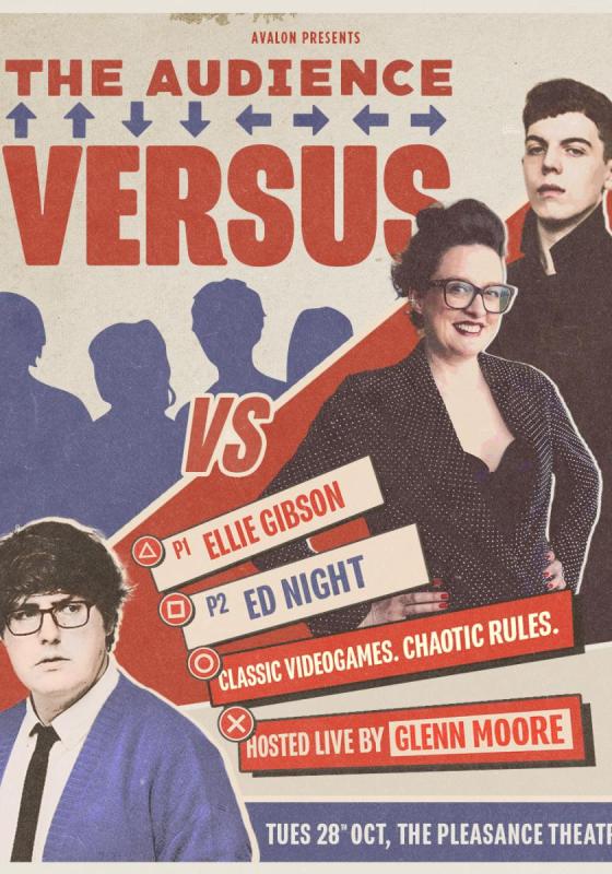 Vintage game poster featuring Glenn Moore, Ellie Gibson and Ed Night