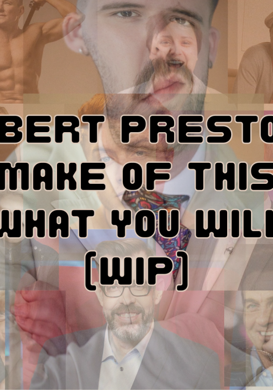 A warped collage of images of various men and Robert with the title in the centre..