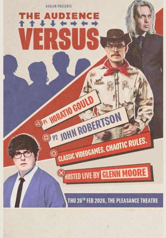 Vintage video game poster featuring the acts