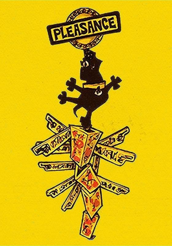 The iconic Pleasance totem pole with Brookes the dog