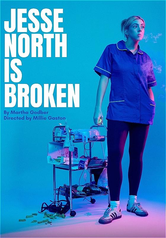 Healthcare worker looking dejected and puffing a vape with a blue tint. The title is in large white text on the left.