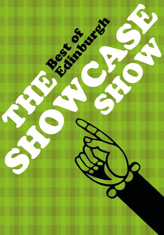Text of the show name with a cartoon hand pointing upwards towards the title.