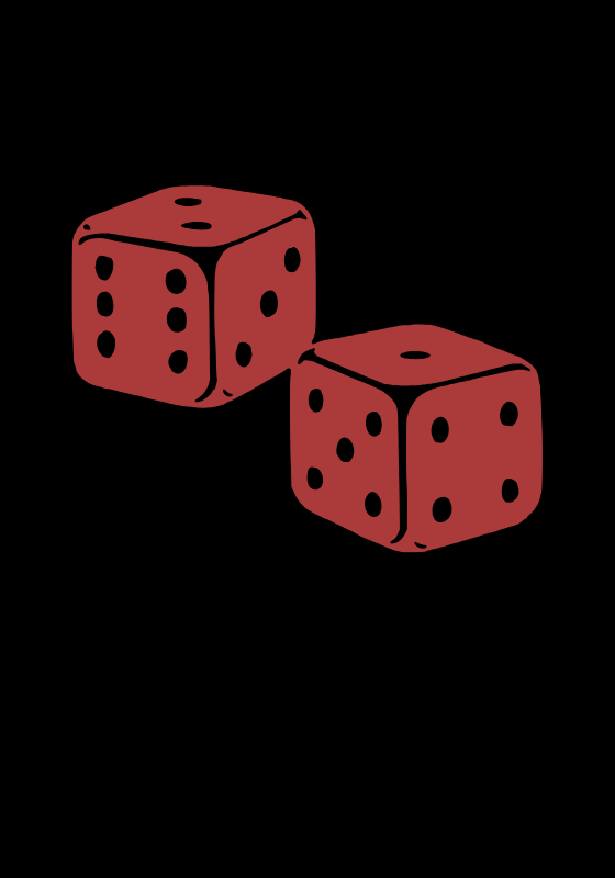 Two red die before a black background