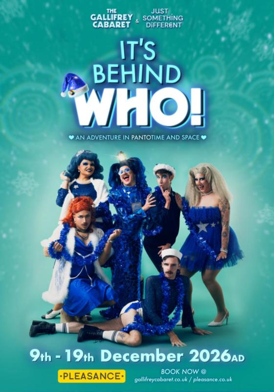 Blue background, a group of people in fabulous drag posing in a slay manner 