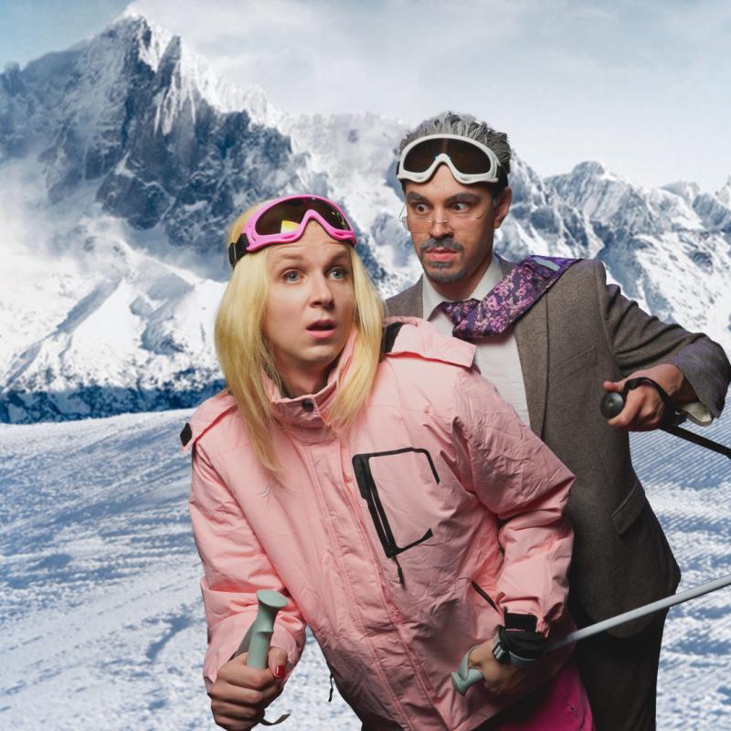 Gwyneth and Terry skiing