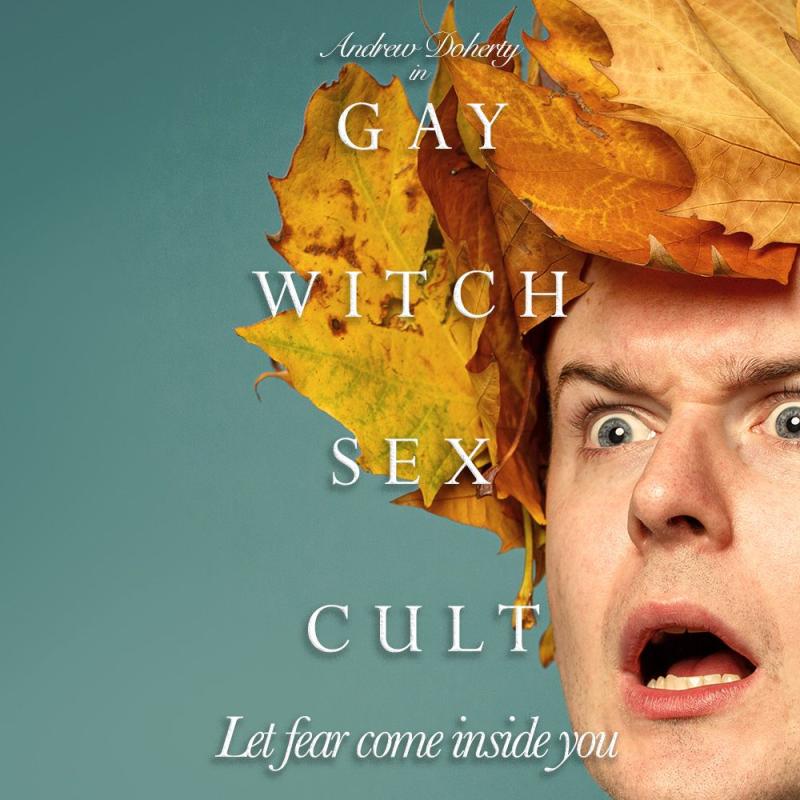 A man wearing a crown made of leaves with a shocked expression on his face