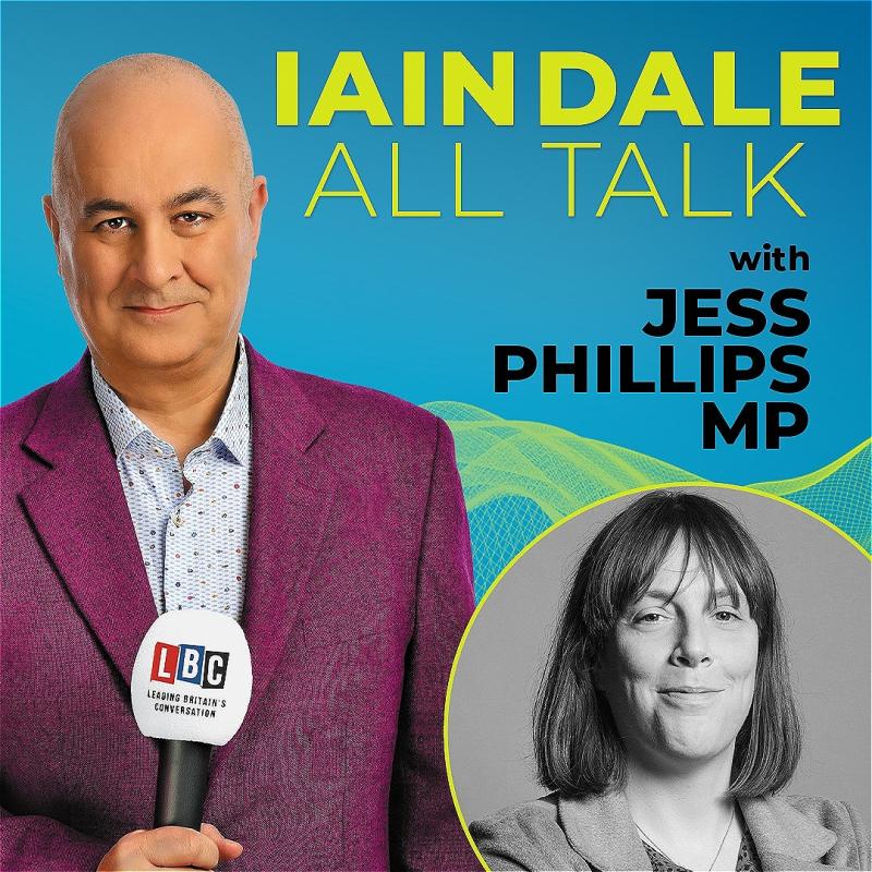 Iain Dale All Talk series featuring a photo of guest speaker, Jess Phillips MP.