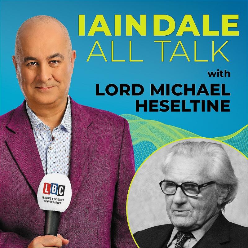 Iain Dale All Talk series featuring a photo of guest speaker, Lord Heseltine.