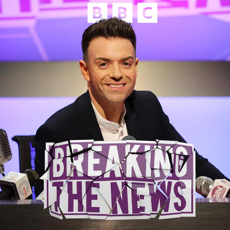 Photo of presenter at a desk with the Breaking The News logo.