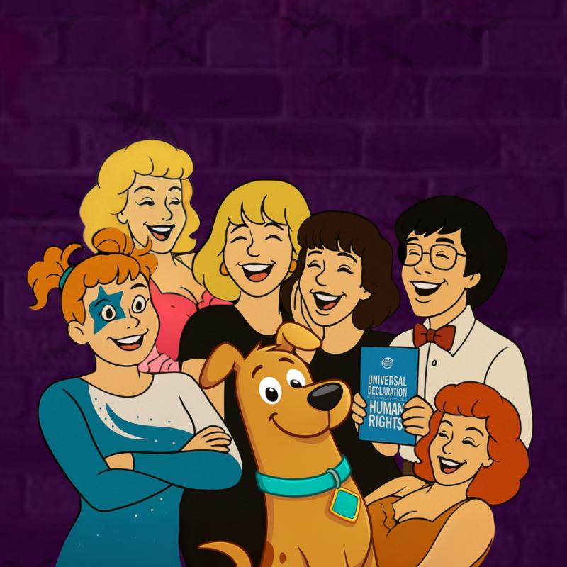 Image of a group based on Scooby Doo and the Mystery Inc gang