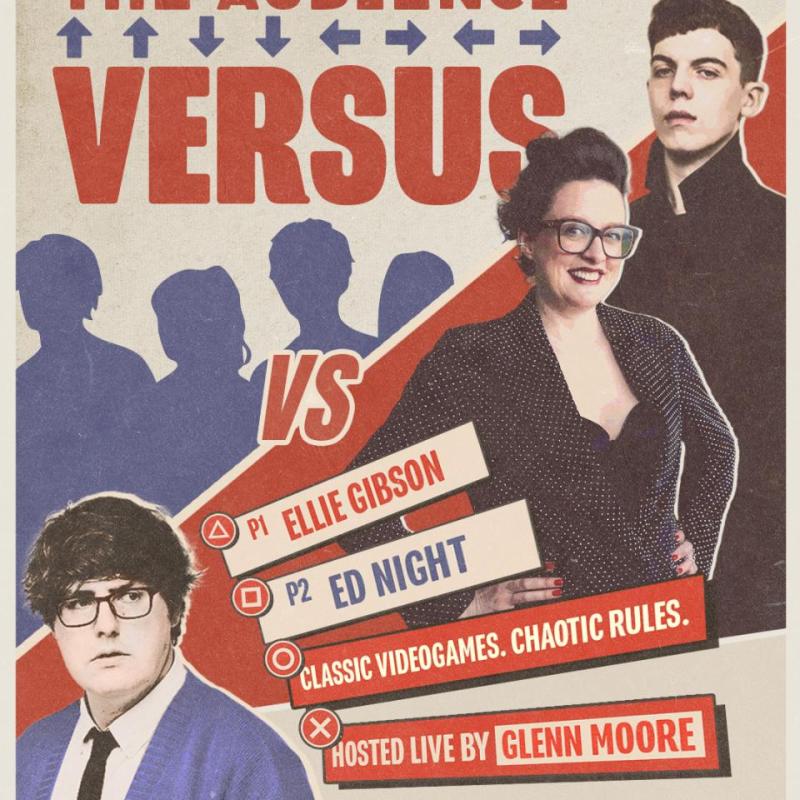 Vintage game poster featuring Glenn Moore, Ellie Gibson and Ed Night