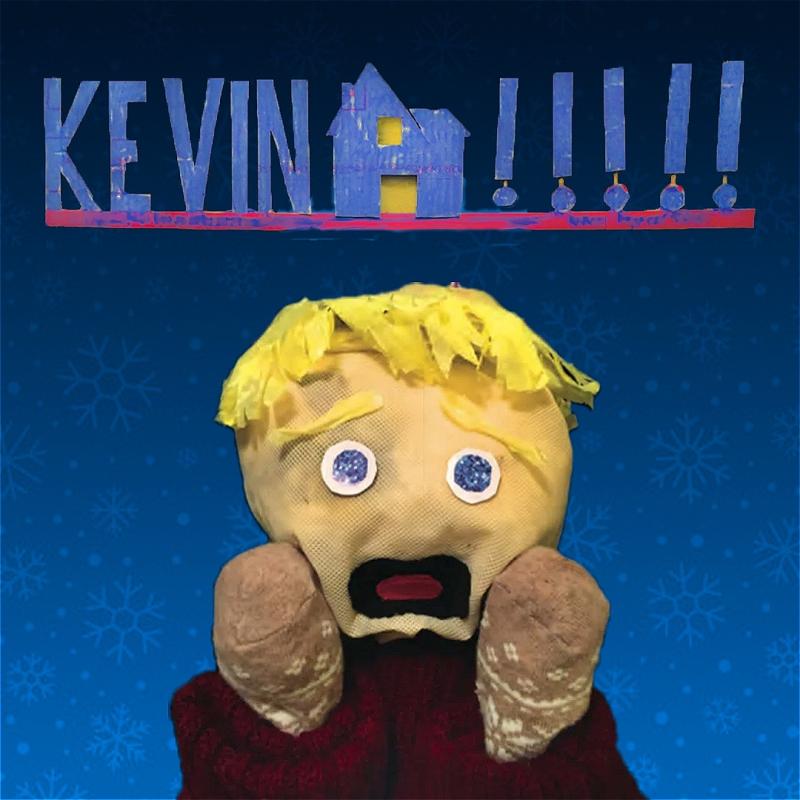 Kevin the puppet is gripping his worried face in his little sock hands and shouting. It is an almost exact replica of the famous Home Alone poster, with the title of the show above the puppet, complete with the image of a little cartoon house.  