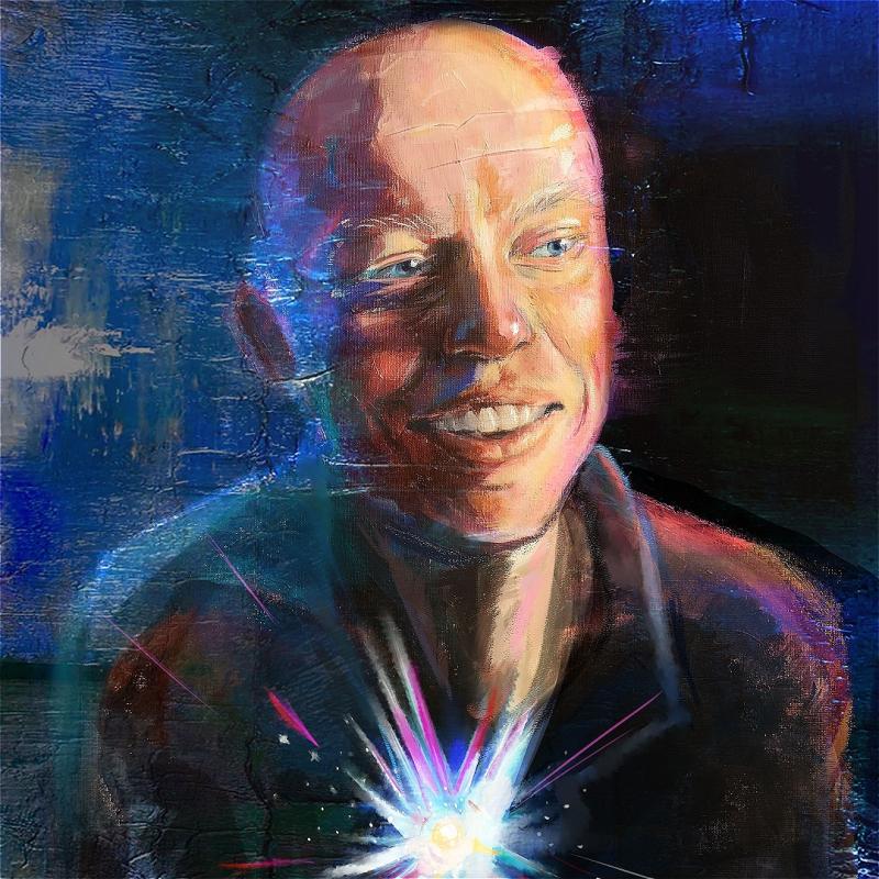 Oil paiting style portrait of Jordan Brookes.