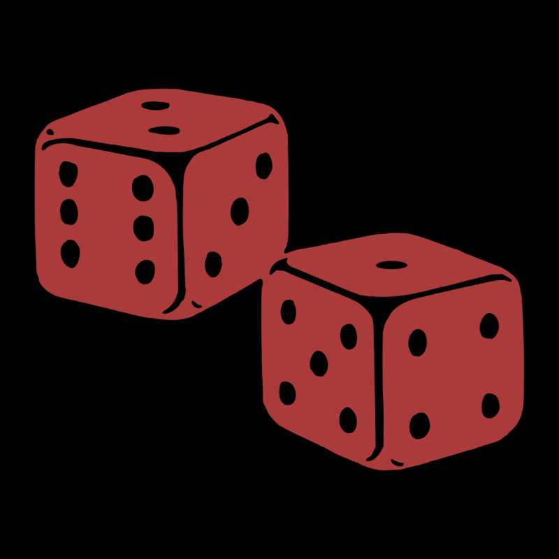 Two red die before a black background